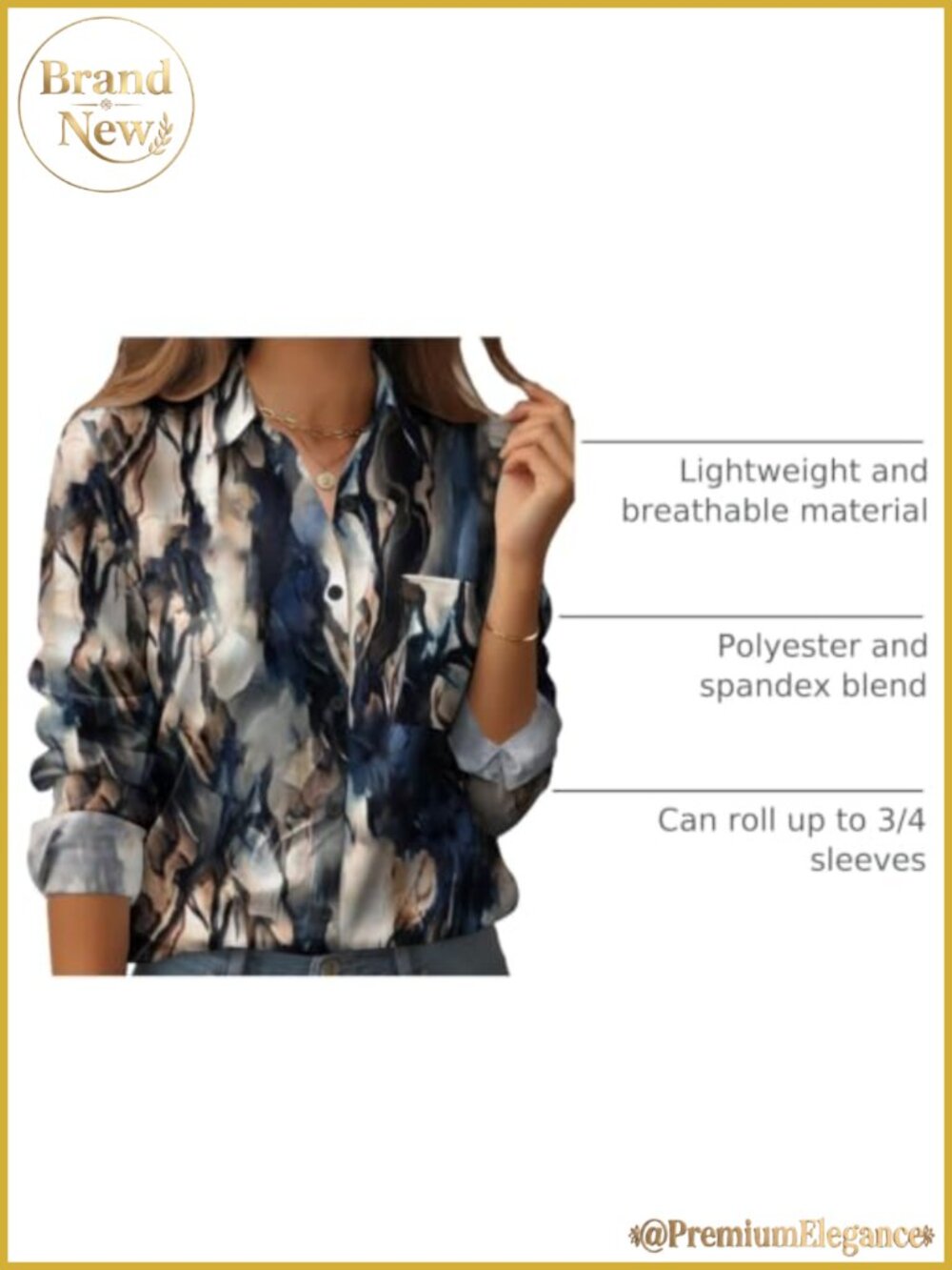 Womens Floral Button Down Shirt Long Sleeve Work Blouse with Pocket - Picture 3 of 6
